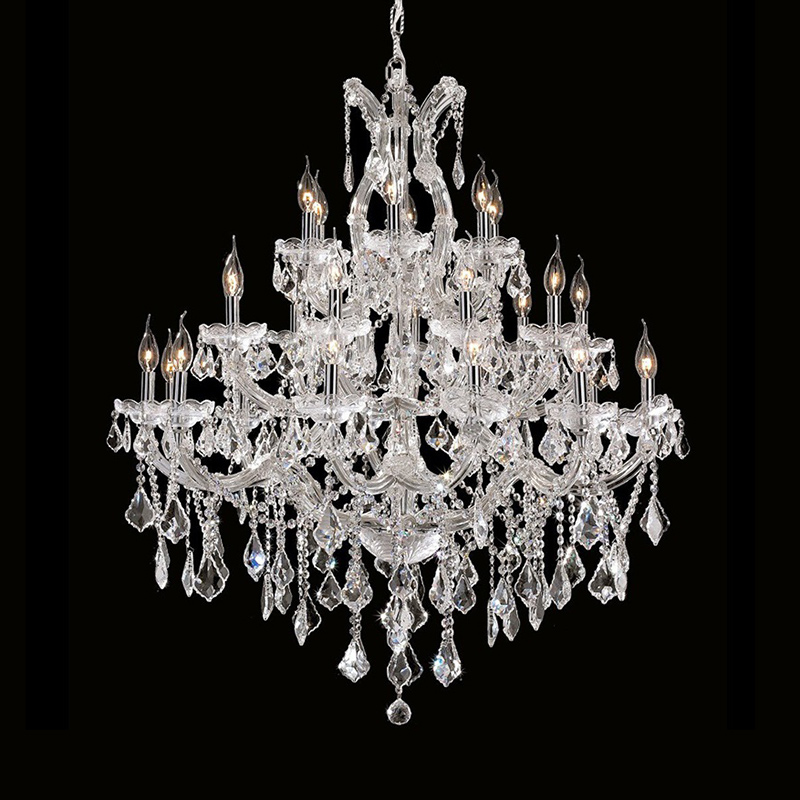 Lustre Maria Theresa à 3 niveaux, 28 lumières, lustre en cristal K9 pour grandes pièces (1)