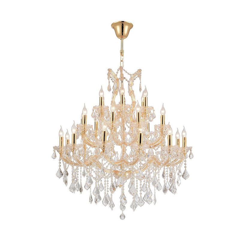 3 Tiers 28 Lampu Maria Theresa Chandelier K9 Kristal Chandelier pikeun Kamar Badag (2)